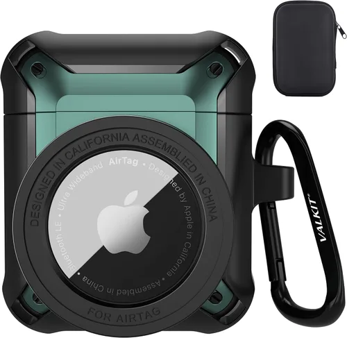 Vista 8 de Valkit Funda para Airpods para hombres con cerradura, funda de cuerpo completo con llavero para AirPods de Apple a prueba de golpes, funda