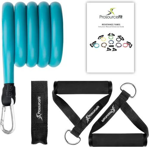 Vista 10 de ProsourceFit Single Stackable Resistance Bands with Door Anchor and Exercise Guide, 8-12 LB, Heavy Duty Fitness Tube for Full-Body Exercises and