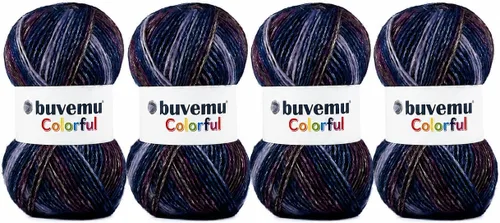 Vista 16 de Colorido hilo multicolor a rayas con sutil brillo, 56% poliéster, 44% acrílico, cada uno de 3.53 onzas / 252 yardas (754.6 ft) (n.º 1) (cebra)