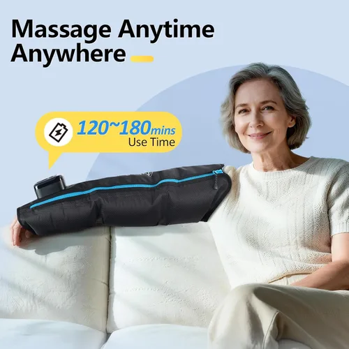 Vista 5 de Comfytemp Masajeador de brazos de compresión de aire para circulación y alivio del dolor, manga de compresión portátil de brazo completo para codo
