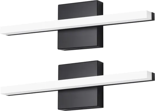Vista 12 de Modernas luces LED de tocador para baño, 16 pulgadas, 9 W, luz diurna, blanco y negro, luces sobre espejo, accesorios de iluminación de tocador