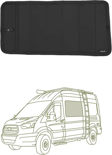 Vista 14 de Cubierta opaca aislante para ventana diseñada para Ford Transit alto/medio, borde de plástico completo de 130 pulgadas de longitud, ventana trasera