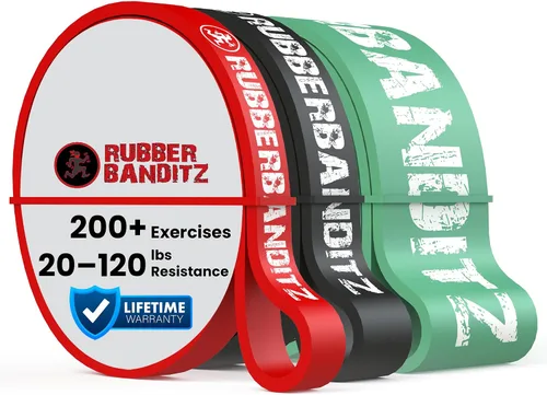 Vista 9 de Rubberbanditz Combo Pull Up Assist Bands Heavy Duty Resistance Exercise Bands for Powerlifting, Mobility, and Stretching Resistance Bands for