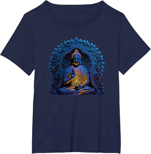 Vista 15 de Estatua de Buda Yoga Budismo Zen Buddhism Meditation T-Shirt Negro