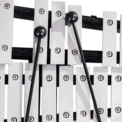 Vista 3 de Giantex Kit de campana de percusión Glockenspiel de 30 notas con estuche de transporte, almohadilla de práctica, soporte de altura ajustable, mazos