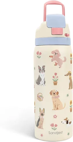 Vista 34 de Botella de agua aislada de acero inoxidable SANDJEST con pajita para deportes y viajes, la mejor tía de siempre, 946ml, regalos para mujeres, día