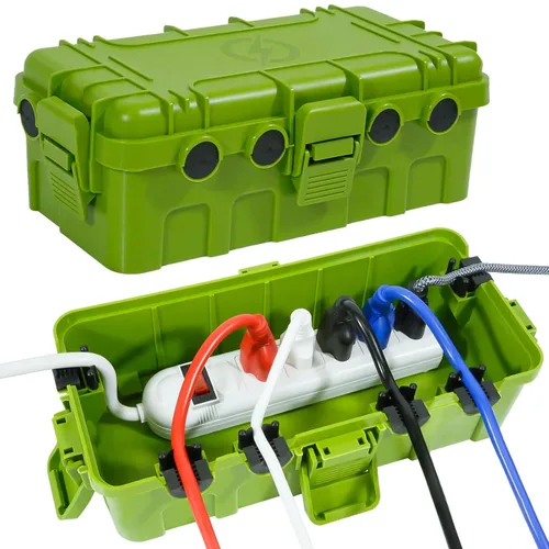 Vista 12 de Caja eléctrica mediana para exteriores (11.6 x 5.2 x 4.1 pulgadas), cubierta de cable de extensión impermeable IP54 con entrada de 6 cables, caja