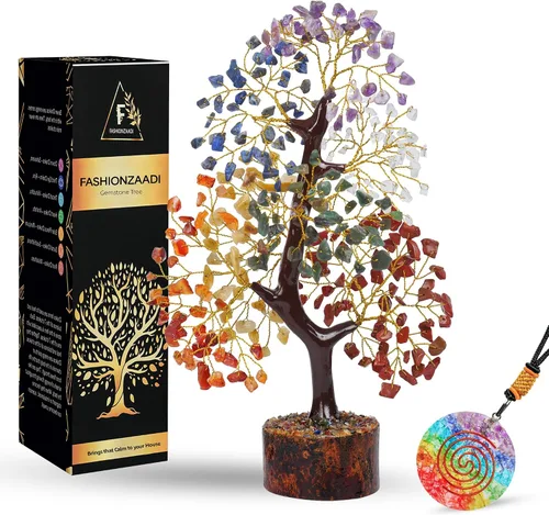 Vista 13 de FASHIONZAADI Árbol de cristal curativo de 7 chakras, árbol de la vida de cristal para decoración del hogar, decoración de escritorio de oficina