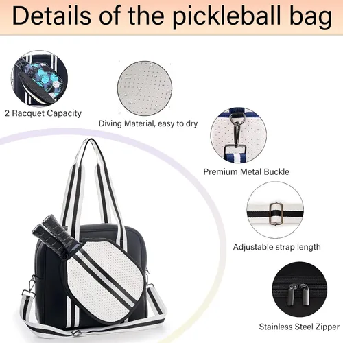 Vista 2 de Lindas Bolsas de Pickleball para Mujeres y Hombres, Bolso Tote de Pickleball para Mujeres, Bandolera de Pickleball para Mujeres