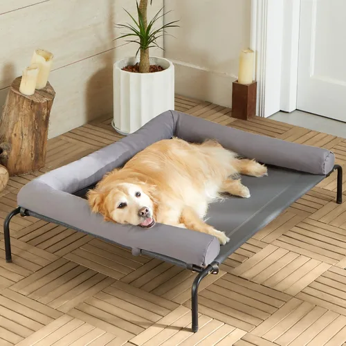 Vista 9 de Cama elevada refrescante para perros grandes – Cuna elevada impermeable con reposacabezas inclinado, malla Teslin transpirable, cama duradera