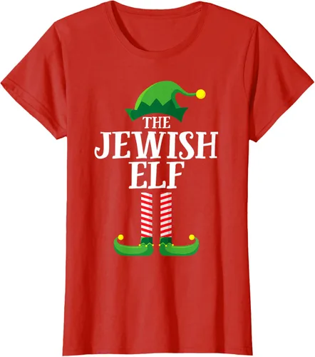 Vista 44 de Playera de pijama para fiesta de Navidad, grupo familiar a juego con elfo judío