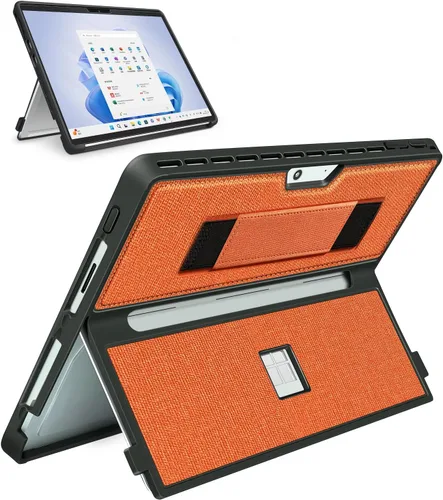 Vista 10 de Funda para Microsoft Surface Pro 11/10/9/8 de 13 pulgadas, con cubierta de soporte, correa de mano, funda resistente todo en uno compatible con Negro
