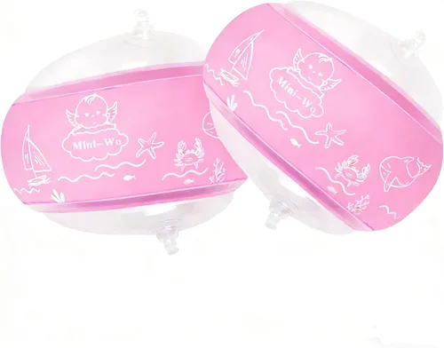 Vista 9 de Flotadores inflables de brazo para niños, bandas de brazo de natación rosa y azul para piscina, flotadores de brazo para piscina, alas de agua