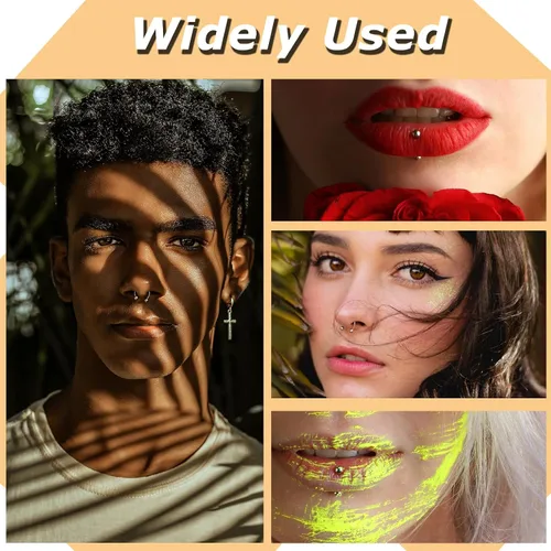 Vista 7 de 16 pinzas de plástico desechables, 4 tipos de abrazaderas de tabique, kit para piercing de oreja, nariz, pezón, lengua, para todos los piercings