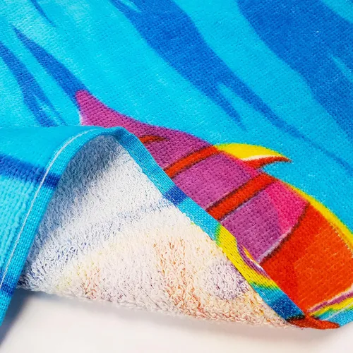 Vista 3 de Beachland Toalla de playa de sirena 30 x 60 pulgadas, 100% algodón, colores arcoíris