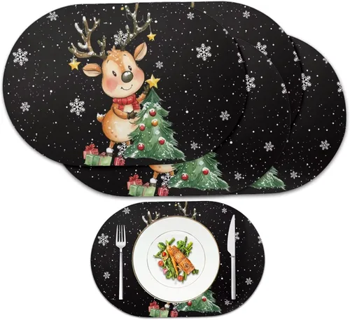 Vista 19 de Autumn Placemats Set of 2 Waterproof Wipeable 12X18 Inch Faux Leather Non Slip Heat Resistant Mats for Thanksgiving Dinner Outdoor Decor