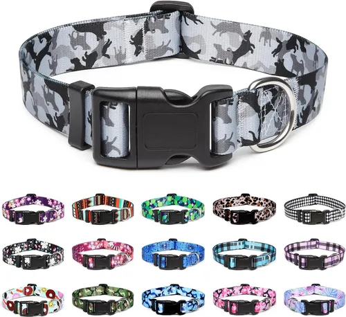 Vista 20 de Mercano - Collar ajustable para perro, patrones de diseño especial, collar de nailon suave cómodo y duradero para perros pequeños, medianos
