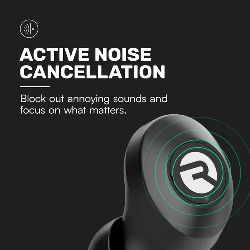 Vista 4 de Raycon Everyday - Auriculares inalámbricos Bluetooth con micrófono, cancelación activa de ruido, sudor y resistente al agua, auriculares Negro