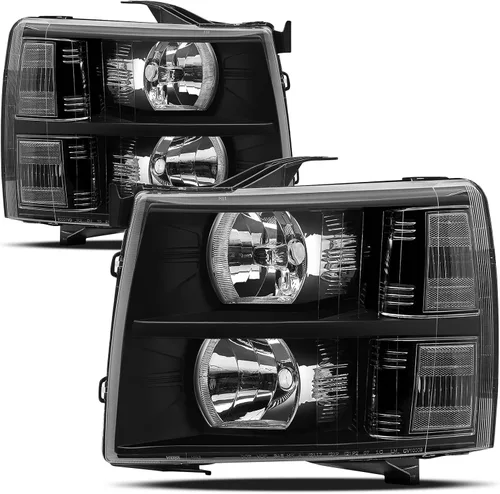 Vista 13 de Juego de montaje de faros compatible con Chevy Silverado 1500 2007 2008 2009 2010 2011 2012 2013, Silverado 2500HD 3500 07-14, faro con arnés