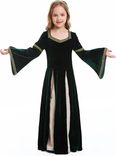 Vista 2 de Disfraz de princesa medieval para niñas, disfraz renacentista para Halloween, vestido retro medieval