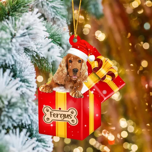 Vista 67 de Adorno de Navidad personalizado de Akita Inu, nombre personalizado Akita Inu para árbol de Navidad, en caja de regalo roja