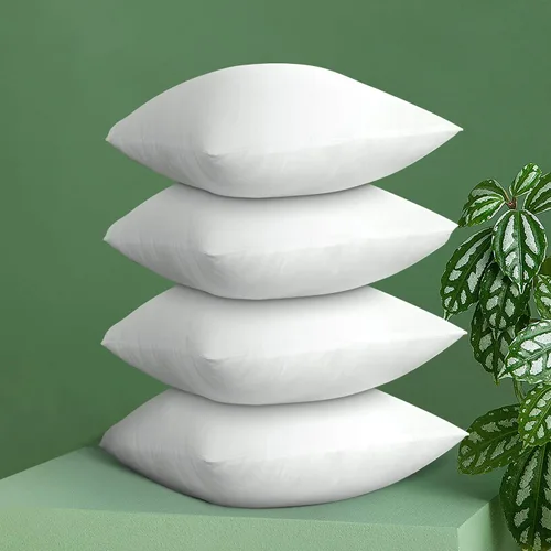 Vista 5 de Acanva Insertos de almohada cuadrados decorativos para sofá, cama, sillón y sillas, 24 x 24 (4 unidades), color blanco