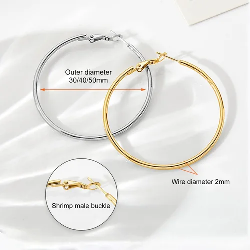 Vista 3 de Silver Gold Two Tone Big Hoop Earrings for Women 14K Real Gold Plated Hypoallergenic Large Womens Golden Hoops Earrings Set for Women 3 Sizes