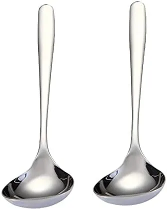 Vista 5 de Paquete de 2 cucharones de sopa negros de acero inoxidable para servir salsa de cocina