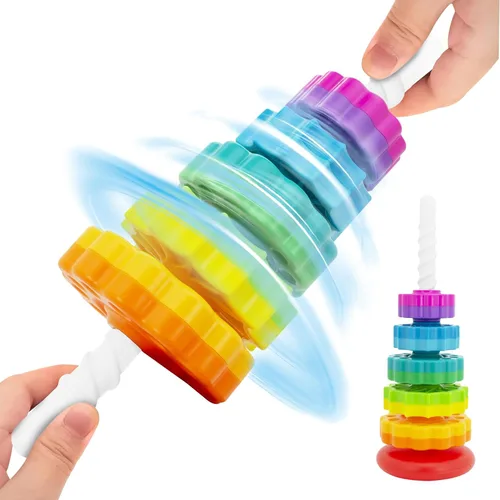 Vista 4 de BYFWH Juguete apilable para bebés, juguetes apilables de primera calidad para niños, juguete apilable giratorio para bebés y niños pequeños, juguete