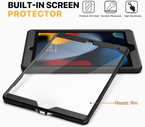 Vista 5 de MoKo Funda para iPad de 10.2 Pulgadas iPad 9ª Generación 2021/ iPad 8ª Generación 2020/ iPad 7ª Generación 2019, [Servicio Pesado] A Prueba