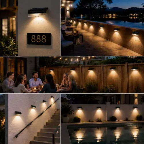 Vista 6 de 16PK Luces solares para valla al aire libre, impermeables, luces de paso