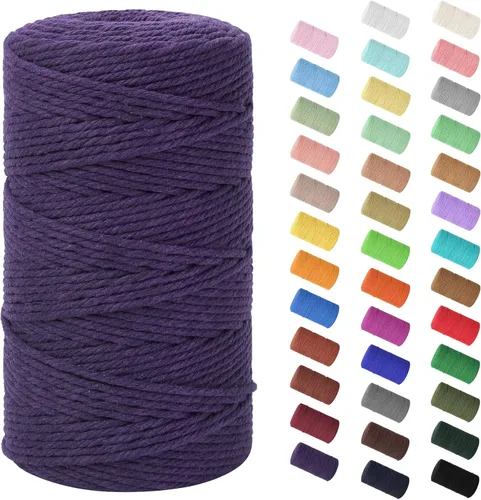 Vista 75 de Cuerda de macramé de 0.079 in x 220 yardas (656 pies), cuerda de algodón natural para colgar en la pared, ganchos de plantas, manualidades Verde