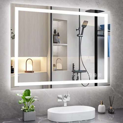 Vista 20 de Koonmi Espejo de baño LED 38x26 con luz, antivaho y 3