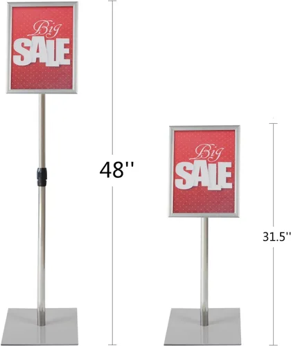 Vista 7 de T-Sign Soporte de letrero de pedestal de 31.5 a 48 pulgadas, soporte ajustable para letreros de piso para pantallas de 8.5 x 11 pulgadas, soporte
