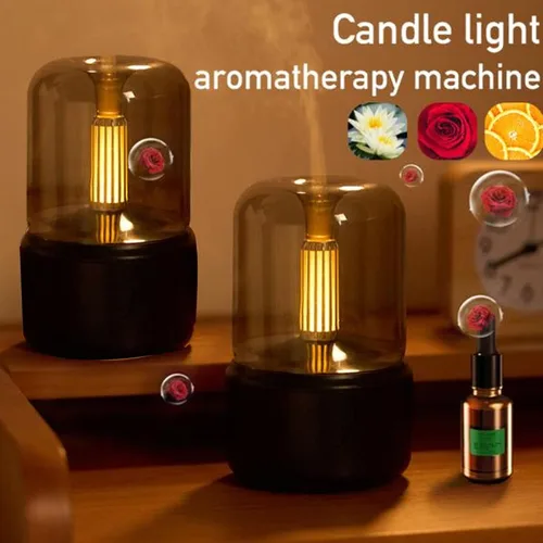 Vista 5 de Humidificador de luz de velas de bajo ruido portátil USB difusor de aceite esencial humidificador con luz nocturna LED 4.1 fl oz