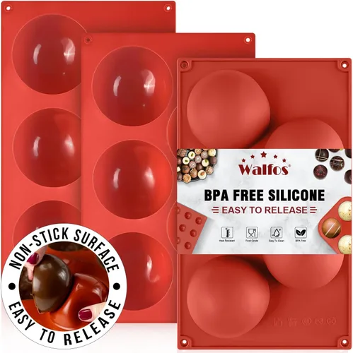Vista 9 de Moldes de silicona para bombas de grasa Walfos, molde de silicona para dulces Walfos, molde redondo de 15 cavidades - Perfecto para bombas de grasa