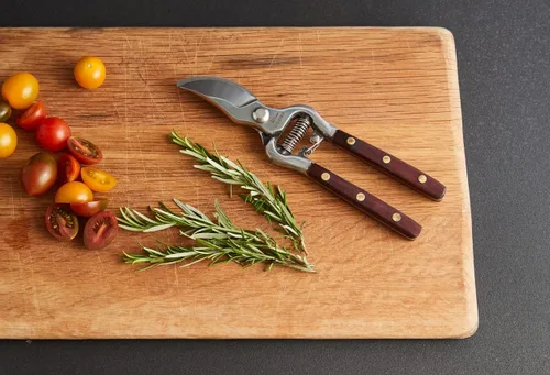 Vista 3 de Verve CULTURE - Tijeras de cocina tailandesas y tijeras de podar para jardinería, hechas a mano, multiusos, con cuchillas de acero inoxidable y asas