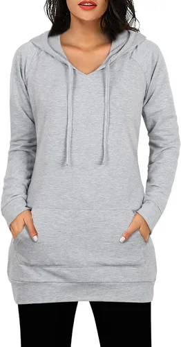 Vista 2 de BEPEI Sudadera de manga larga con capucha para mujer, con bolsillos