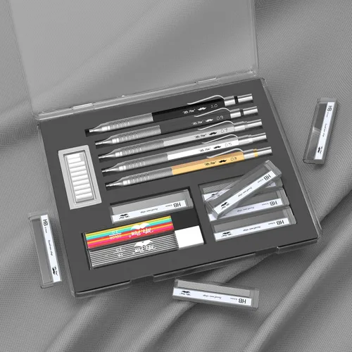 Vista 8 de Mr. Pen - Juego de lápices mecánicos de metal con recambios de plomo y borradores, paquete de 5 5 Sizes, 0.3, 0.5, 0.7, 0.9 & 2mm, 6x Tubes HB