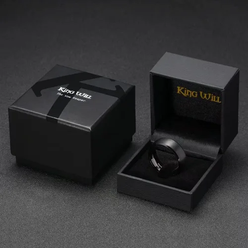 Vista 6 de King Will Anillo de carburo de tungsteno para hombre, acabado mate, 0.079pulgadas, 0.157pulgadas, 0.236pulgadas, 0.315pulgadas, color negro Anillo