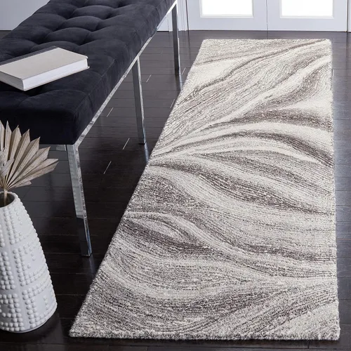 Vista 21 de SAFAVIEH Metro Collection - Alfombra decorativa de 2 x 3 pies, marfil y marrón, hecha a mano, lana abstracta moderna, ideal para zonas de alto