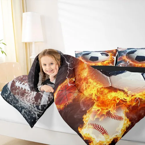 Vista 168 de Juego de ropa de cama de baloncesto para niños y adolescentes, juego de edredón deportivo para niños, tamaño matrimonial, suave, ligero, decoración
