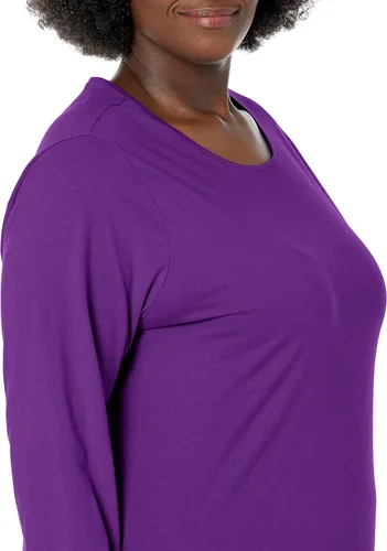 Vista 3 de Just My Size - Camiseta JMS de algodón de manga larga para mujer, talla grande, talla grande, cuello redondo