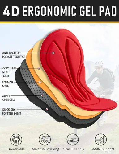Vista 4 de Przewalski Pantalones de ciclismo con peto para hombre, acolchados 4D, mallas térmicas con peto para bicicleta, leggings para equitación, mallas