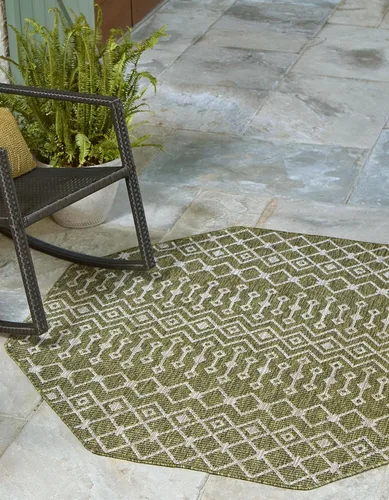 Vista 13 de Unique Loom Outdoor Trellis Collection - Alfombra de área con diseño de enrejado tribal (2 pies 2 pulgadas x 3 pies 1 pulgada, ovalada, azul/marfil)