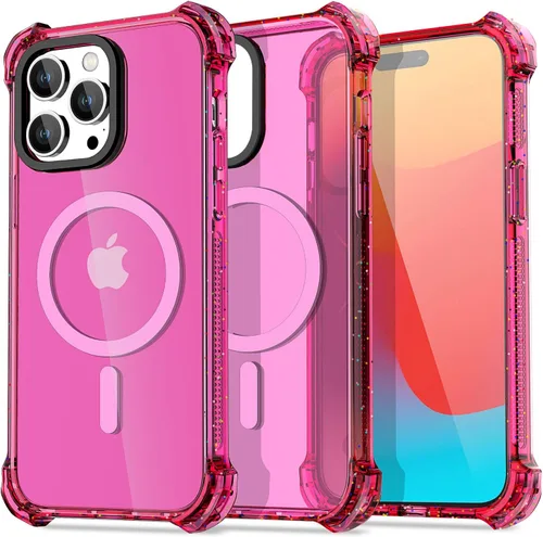 Vista 33 de AICase Funda Rebote Rosa Neón Brillante Compatible con iPhone 15, Transparente a Prueba de Impactos Resistente a Golpes Linda Femenina Adolescente