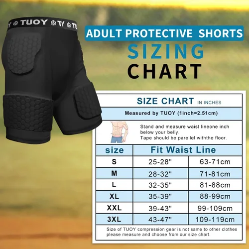 Vista 6 de Faja de fútbol acolchada para hombre, 5 almohadillas, almohadillas de fútbol integradas con protector de muslos para fútbol y béisbol