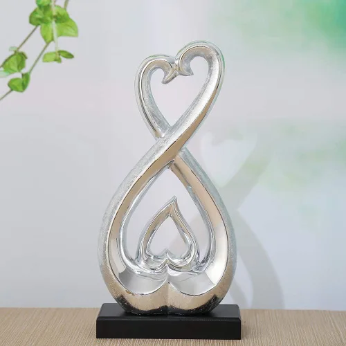 Vista 5 de Estatua de cerámica – Estatua de plata – Escultura de decoración de cerámica – Colección creativa moderna de decoración de oficina en casa recuerdo