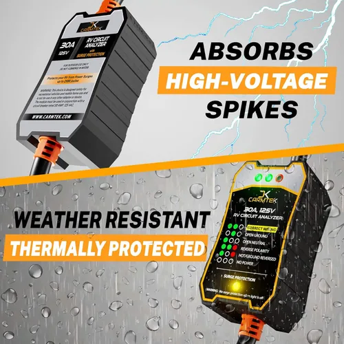Vista 5 de CARMTEK Protector de sobretensiones para RV de 30 amperios - Analizador de circuito para RV con protección inteligente integrada de 30 amperios