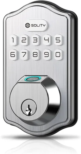 Vista 7 de Solity Cerradura electrónica inteligente digital para puerta, entrada sin llave, bloqueo automático, 50 códigos personalizados y huellas dactilares